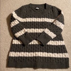 J.Crew Greyish/Green and Cream Sweater